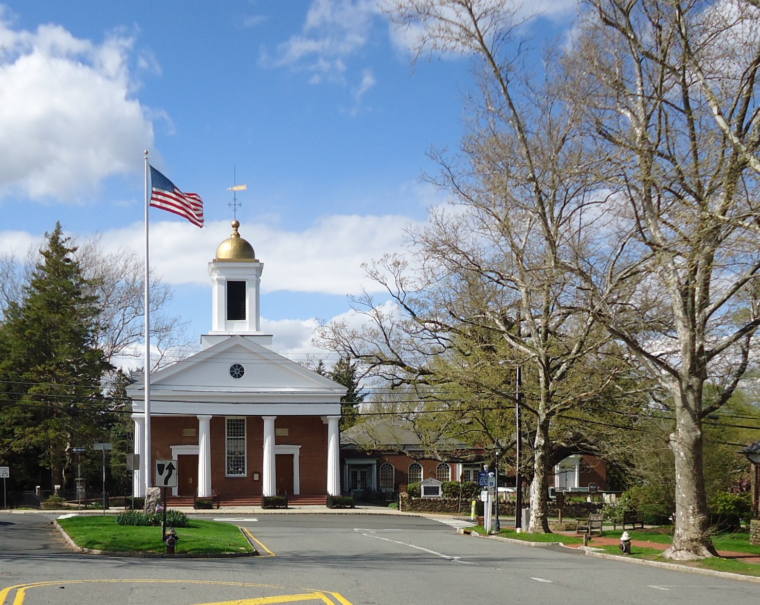 South Finley Avenue downtown Basking Ridge New Jersey historic village street with Presbyterian Church